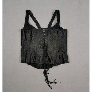 Fredericks Of Hollywood Corset Women 1X Black Lace Up Front Sexy Burlesque Goth